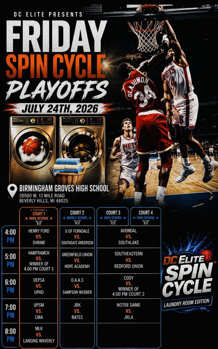 DCSummerLeague's tweet photo. 🏀 PLAYOFF TEAMS!

Playing tomorrow? Come early and bring your uniforms!

📸 We’re taking laundry room photos and interviewing players about why laundry rooms matter.

Because this is bigger than basketball.
Championships win trophies. Laundry rooms build legacy. https://t.co/tjd92vajpy