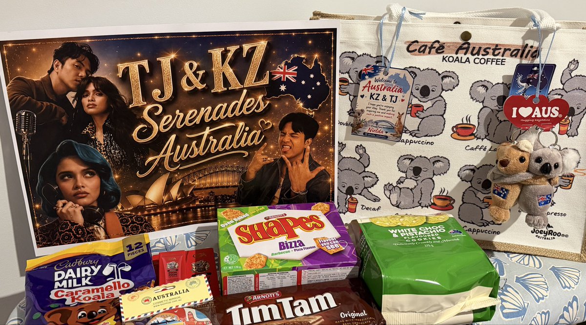 real_nielda's tweet photo. Thank you, @KZofficial @tjmusicmonterde for your incredible music and for sharing your talent with us. 🥹🎶🇦🇺 I hope you both received these gifts—. I’m very excited seeing you again later after your tour last year. #KZTJ #ASAPXPAustralia https://t.co/2e3G6natMT