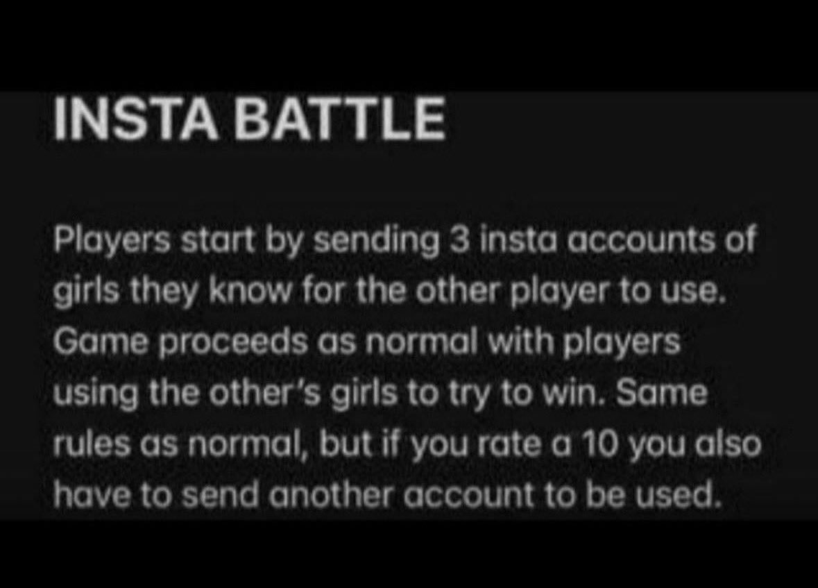 BisonteArg's tweet photo. Insta battle with irls or influencers or celebs with roleplay or kinky message each round
 #wankbattle  #wankchat https://t.co/Dx3Gd5euEy