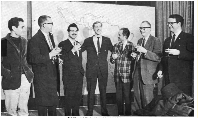 danheisman's tweet photo. Great Chess Life cover of the US team at the 1966 Chess Olympiad in Havana. Left to right: Larry Evans, Bill Addison, Pal Benko, Bobby Fischer, Nicholas Rossolimo, Robert Byrne & my coach & team captain Donald Byrne. #Chess #USChess https://t.co/nvKrQ013Pi
