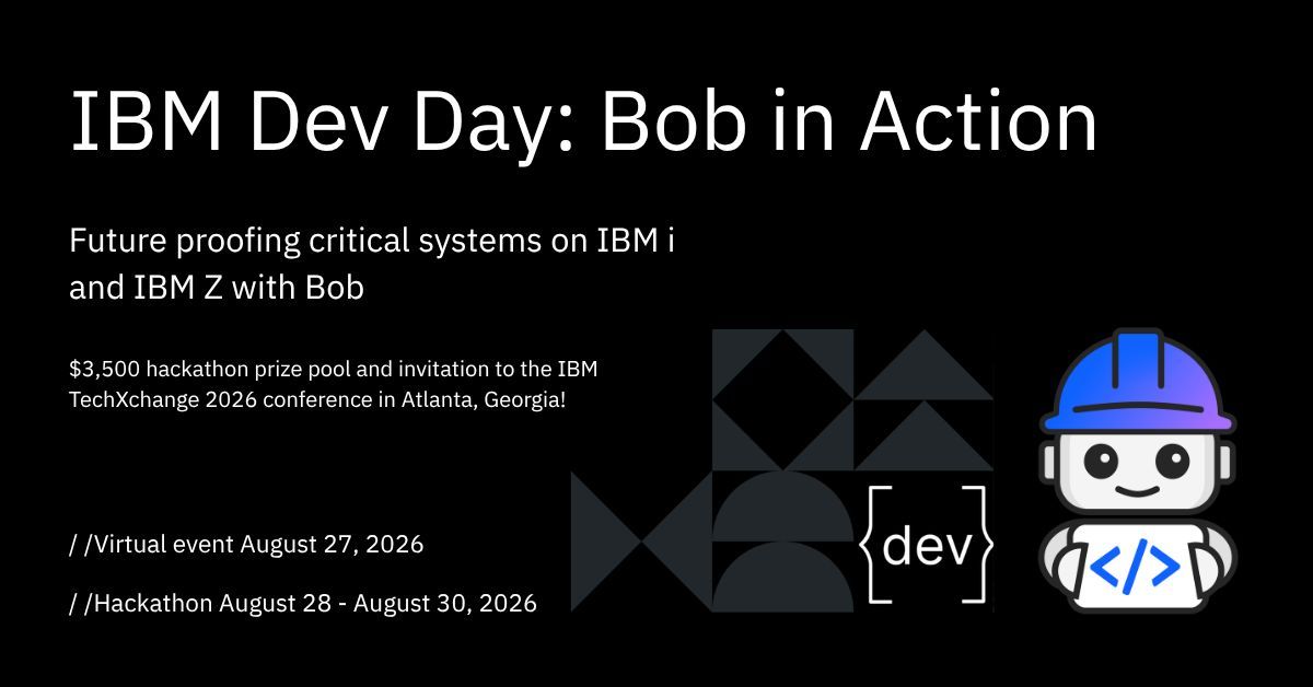 bemyapp's tweet photo. From onboarding and debugging to testing and deployment, discover how IBM Bob helps automate complex development workflows. Learn, build, and compete. Register today: https://t.co/DUqDZsQqzK #ibmdevdaybobinaction https://t.co/WbVzM146Mm