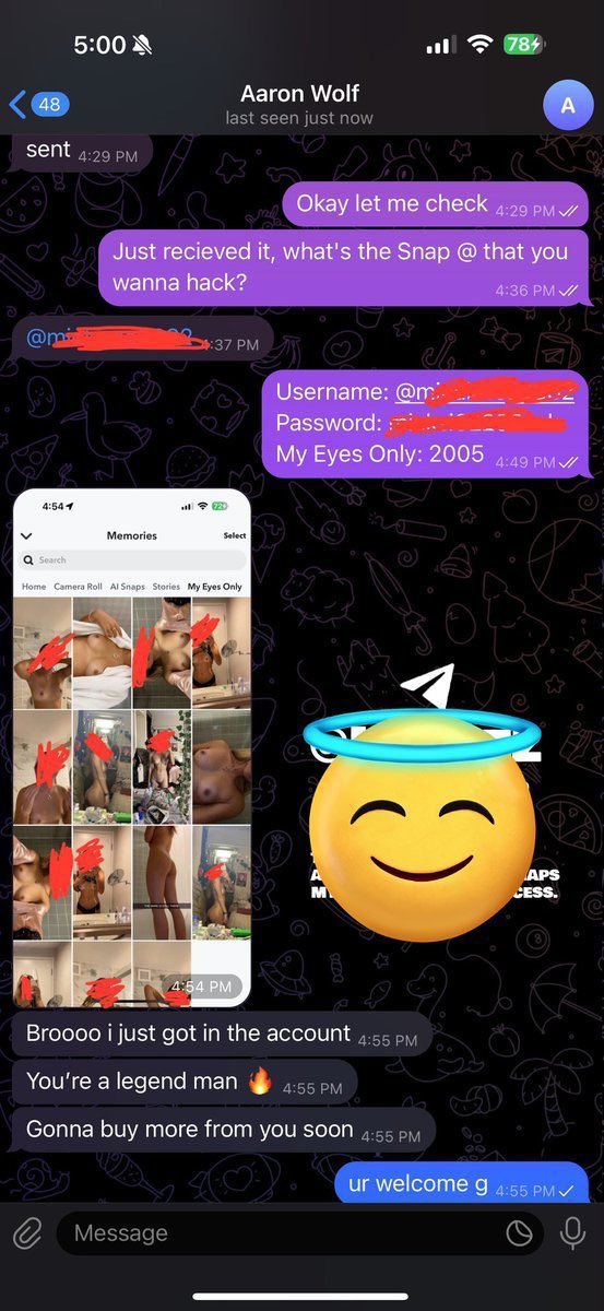 EmirhanOglaak's tweet photo. Hacking snap and instag Crack her Snap memories to catch a cheater 
View “My Eyes Only” undetected using my brute force hack 

https://t.co/BxHYdT01Ec

#snaphack #nolimit #momson #nsfwtwtًً #snapchateens 
#Snapgod ][-[][£] https://t.co/AY4iwowgiB