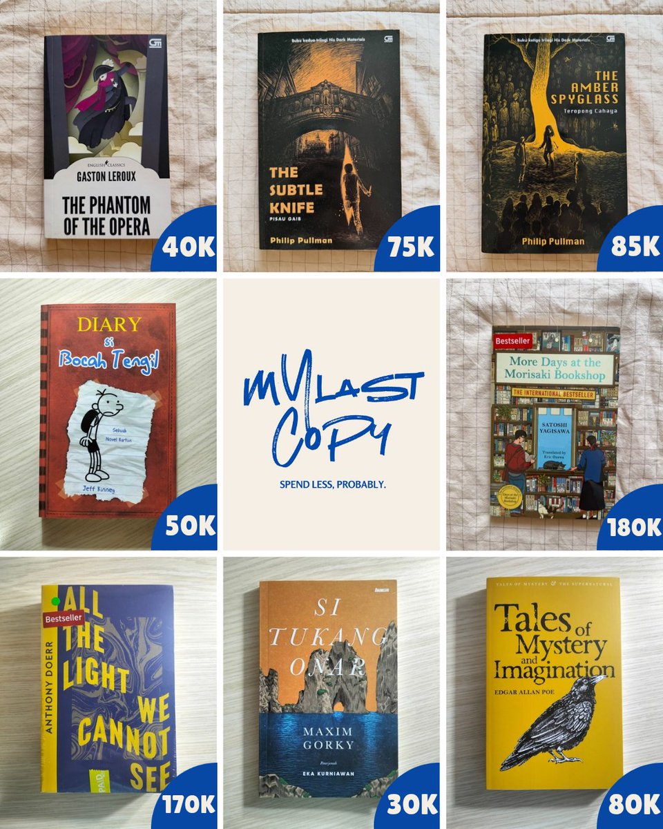 Mylastcopy's tweet photo. WTS Preloved English &amp; Indonesia Books 📚✨

✨ All books 100% original 
📍 Jakarta Barat 
🍊 https://t.co/znaYYpRUtP

DM or visit our instagram for more information! Stay tuned!

tags. want to sell wts jual buku novel preloved wtb

#prelovedbook #wts #wtb https://t.co/7WTt7THLeA
