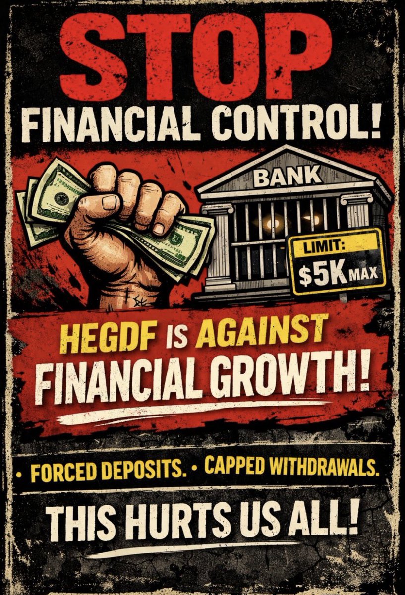 zeka50214's tweet photo. A dictatorship that fears its own people tries to control every aspect of life—including the economy. When the government decides how much of your own money you can withdraw or how you are allowed to use it, it is not about protecting the country; it is about maintaining power and keeping people under control. Ordinary families, small businesses, and young people who dream of building a better future are the ones who suffer the most.
In Eritrea, the banking system is tightly controlled by the state. There are no international banks, almost no modern banking services, and digital payment systems are virtually nonexistent. Internet access is among the lowest in the world, making it even harder for people to start businesses, invest, or participate in the modern economy. How can a country develop when its citizens cannot freely access and use their own money?
When economic freedom is replaced by control, hope disappears. Young people leave the country, families are separated, businesses struggle to survive, and the nation remains trapped while the rest of the world moves forward. A country does not become stronger by controlling its people. It becomes stronger when its citizens are free to work, create, invest, and build a better future.
The people of Eritrea deserve freedom, justice, and opportunity—not a system where the economy is used as a tool of control. No nation can prosper through fear, restrictions, and isolation. A nation grows when its people are trusted, empowered, and free to shape their own future. Eritrea deserves economic freedom, development, hope, and a government that serves its people instead of controlling them. Enough is enough.

#TransnationalRepression
 #Eritrea #BlueRevolution 
#NoMorePFDJTerror