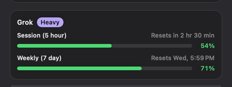 devkeyfob's tweet photo. @stevenmarkryan the between sets sprint to check if grok build is still cooking or waiting on you is a whole cardio program lol. built devfob so i glance at my phone or watch mid set, see the session and how much window is left, and only walk over when it actually needs me. rest days saved https://t.co/6q2oVVrcJG