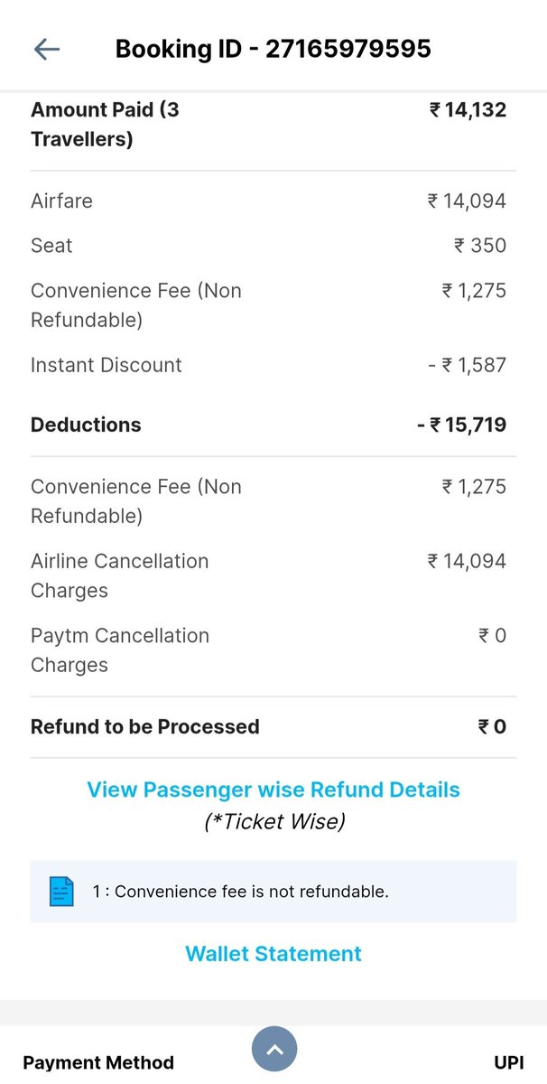Yogesh_91313's tweet photo. @Paytmcare @flyspicejet @jagograhakjago

Absolute fraud! SpiceJet gave written proof of releasing ₹1922 refund on AirSewa NF722310. But Paytm app shows Refund to be Processed: ₹0 and deducted ₹15719 for advance cancellation done on 22 June!

Booking ID: 27165979595
PNR: NK4M5R https://t.co/ymtz7JtyDG