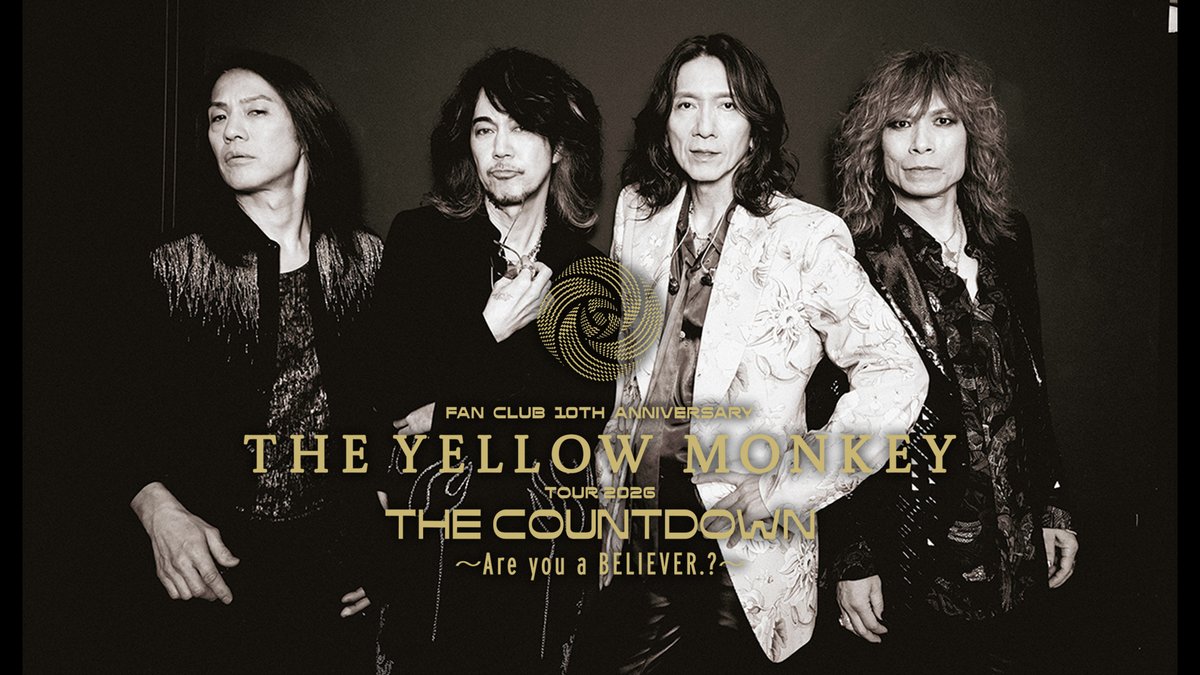 TYMSproject's tweet photo. ＼📢会場BGM公開！／
━━━━━━━━━━━━
FAN CLUB 10th Anniversary
#THEYELLOWMONKEY
TOUR 2026 THE COUNTDOWN
〜Are you a BELIEVER.?〜
━━━━━━━━━━━━
先日終了したFCツアーの会場BGMリストをBELIEVER.会員の皆様に公開いたしました🌹
吉井和哉が選曲した楽曲の数々、ぜひチェックしてください！

https://t.co/ZGETOkU2F9