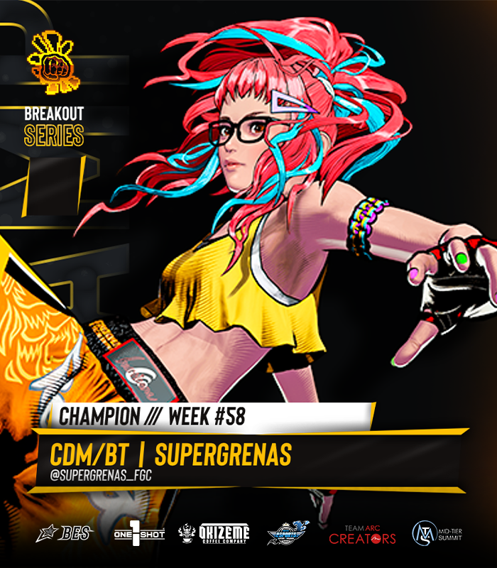 BreakoutES's tweet photo. 💫 BREAKOUT Series: #CityOfTheWolves #58
Congratulations to @SUPERGRENAS_FGC!!!
🏅 Your BES Top 8:
@itsPoetryChef / PsicRogelio / GamersRebirth / @Le_Cyborg1 / @ArmisaelRm8271 / Jak22 / TheRedFox
🎙️ Special Thanks to:
@T0ma_D0c & @Marcopolo177
#FatalFury #BreakoutSeries https://t.co/elv5juWQv0