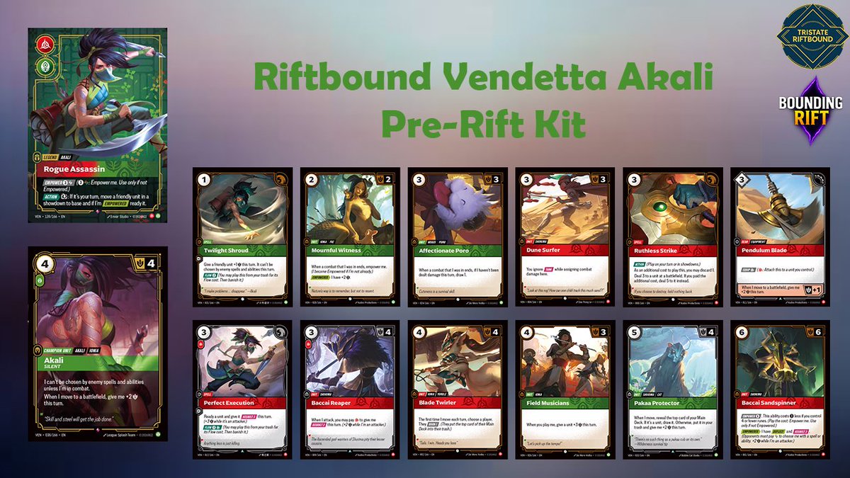 ravster49's tweet photo. We now have the full decklists for the 9 Riftbound Vendetta Pre-Rift Kit seeded decks!

Check out the images below to see the lists you will be upgrading in this weekends Pre-Rift Events! ⬇️⬇️

#RBVendetta #Riftbound https://t.co/S2kLEe4IB2