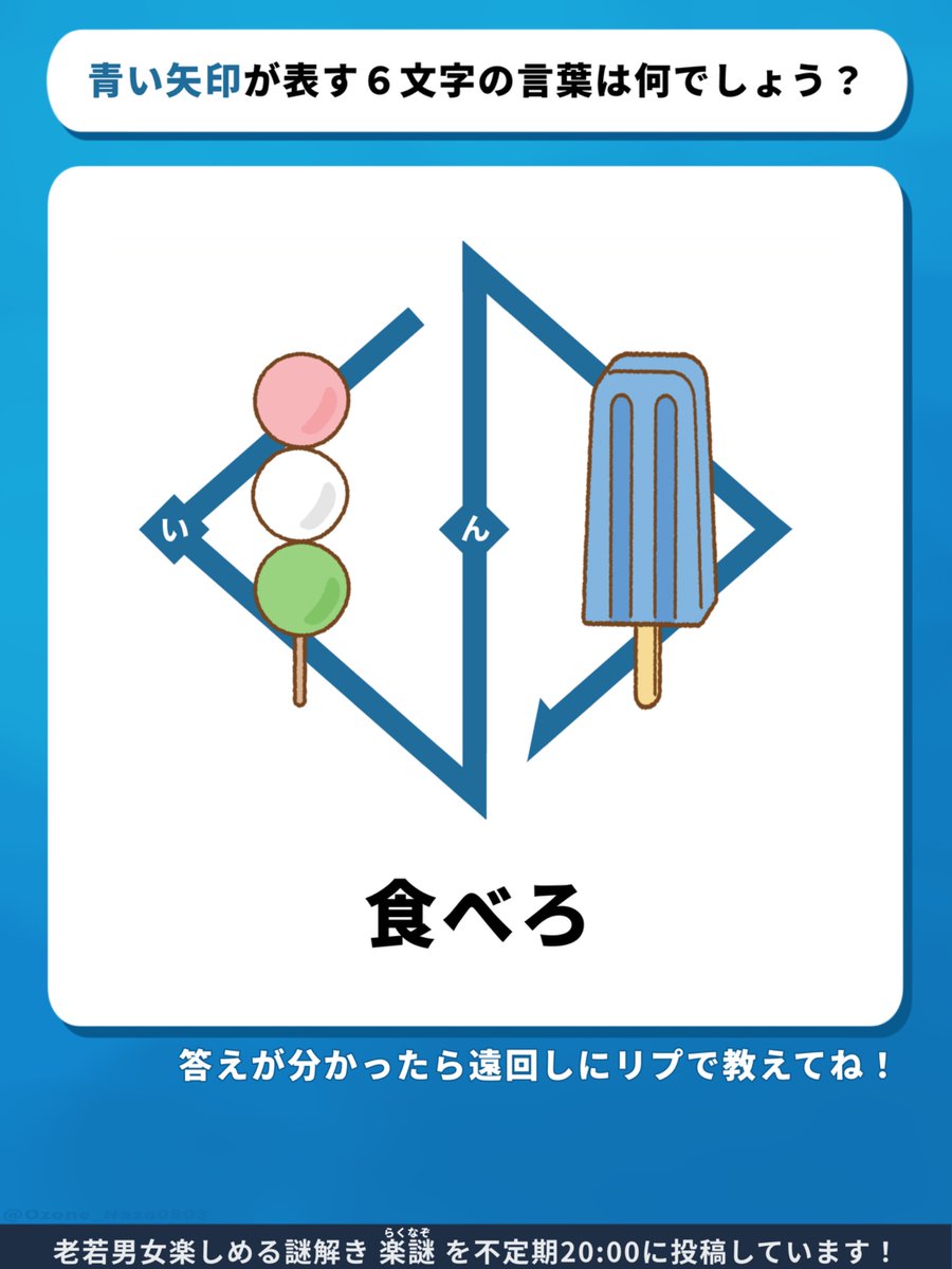 Ozone_Nazo0803's tweet photo. 『 団子とアイスの謎 』

#解けたらRT
#楽謎 https://t.co/WpLnPzRbpi