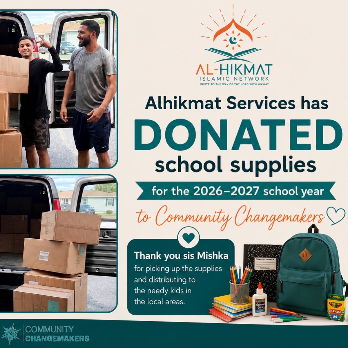 ChangemakersFL's tweet photo. #volunteer #sponsor #librertycity #freefood

@maafoodpantry @changemakersfl 

#schoolsupplies @alhikmat https://t.co/RHHVRPHku5