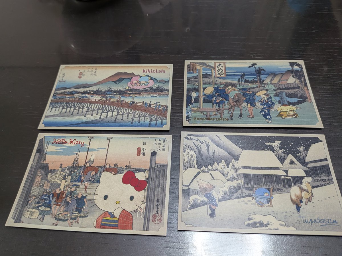 mepolick's tweet photo. 永谷園のお茶漬けがサンリオコラボしてて、東海道五十三次がかわいくなってたw https://t.co/cSEJg85vS8