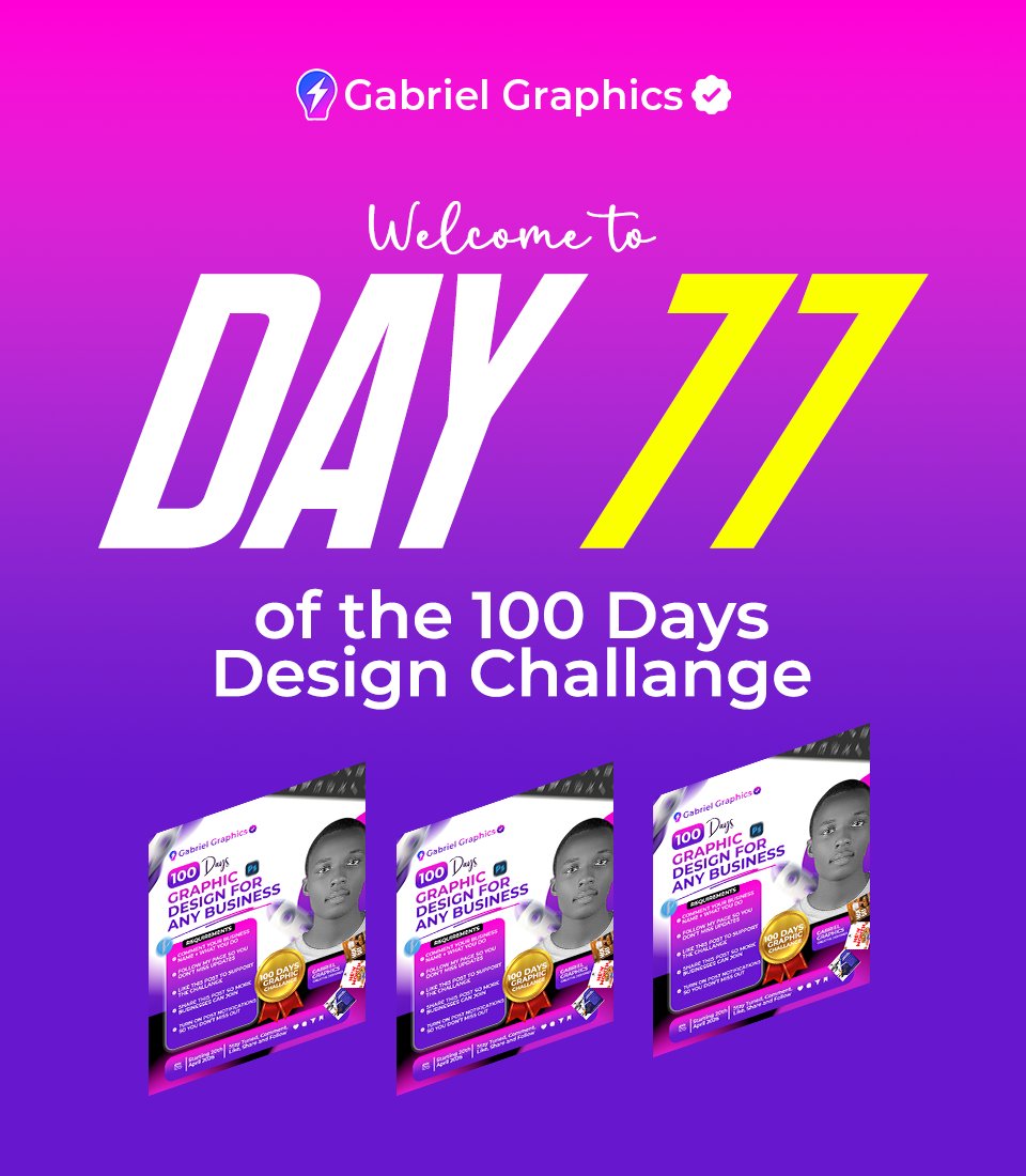 OgbainoG's tweet photo. Day 77 ๐จ๐ฅ
.
.
.
.
.
.
100 Days Design Challenge ๐ ๐
#Day77 #DesignChallenge #GraphicDesigner #CreativeGrowth https://t.co/PKipCAZwRS