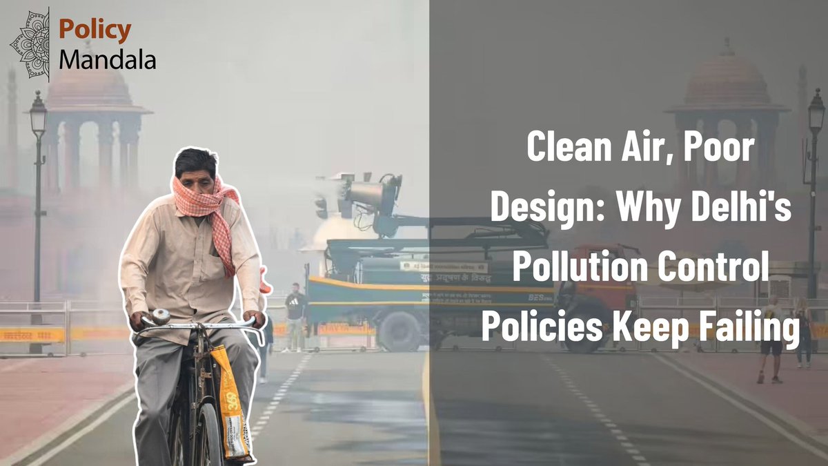 pathak_avd4522's tweet photo. Why does Delhi keep choking every winter despite decades of policies, court orders, and emergency action plans?

Is the problem pollution or the way we govern it?

Read our 45th edition of #policymandala:

https://t.co/OpZUkBzxqG

@SamridhJoshi @subhamize https://t.co/eYJS6mg0KK
