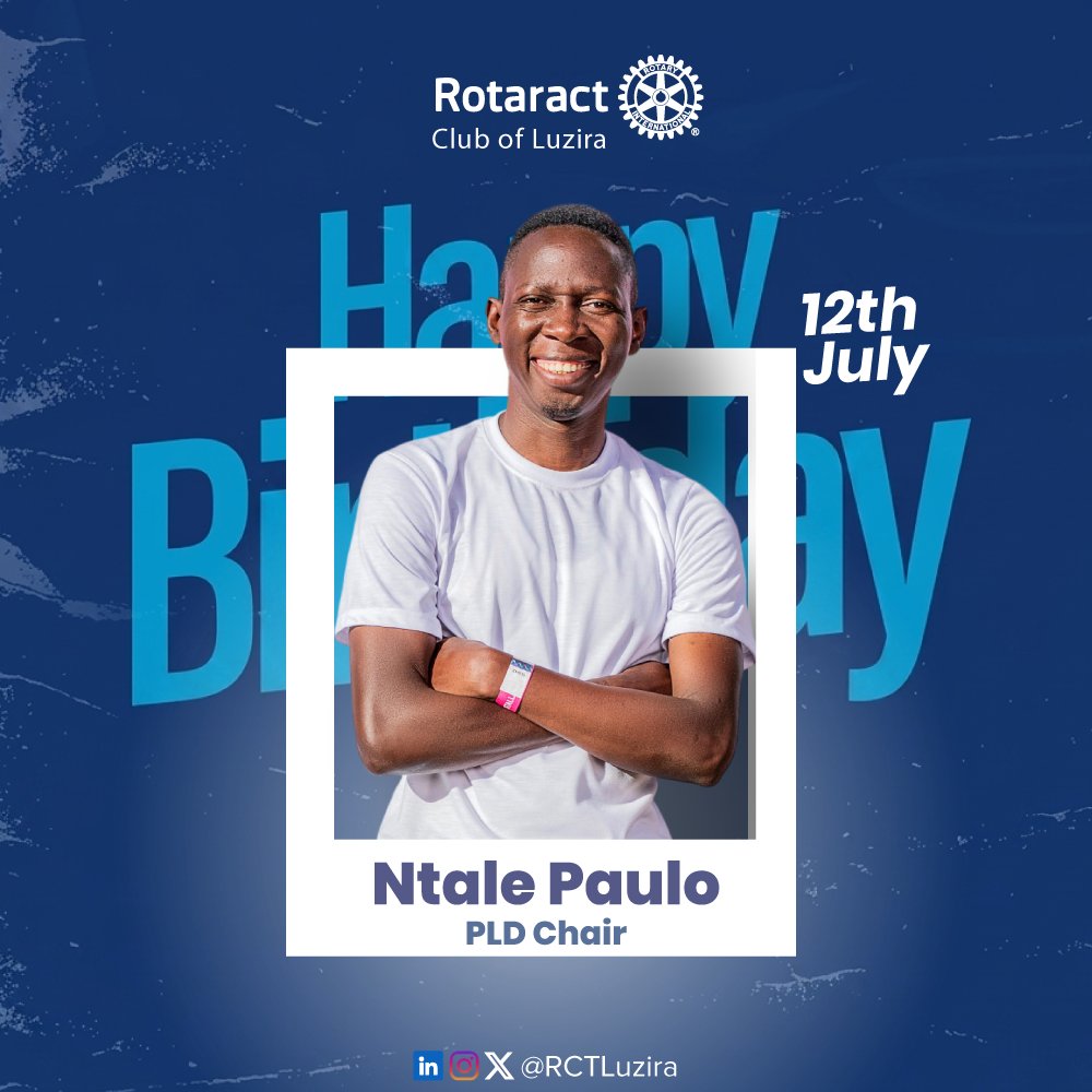 RCTLuzira's tweet photo. Happy Birthday to our PLD Chair, @NtalePaulo 🎉🎂

Your leadership, dedication, and service continue to inspire us. May this new year bring greater impact, joy, and success. Keep shining!

#WardenBirthdays #RotaractLegacy https://t.co/2Ytxa3AJwr