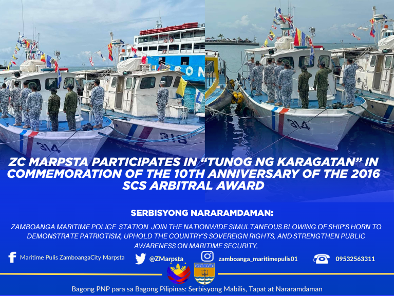 ZMarpsta's tweet photo. ZC MARPSTA Joins “Tunog ng Karagatan” in Commemoration of the 10th Anniversary of the 2016 SCS Arbitral Award

#ToServeandProtect
#ByLandAndSeaWeOvercome
#BagongPNPparasaBagongPilipinasSerbisyongMabilisTapatatNararamdaman https://t.co/0eBJJ1sBuR