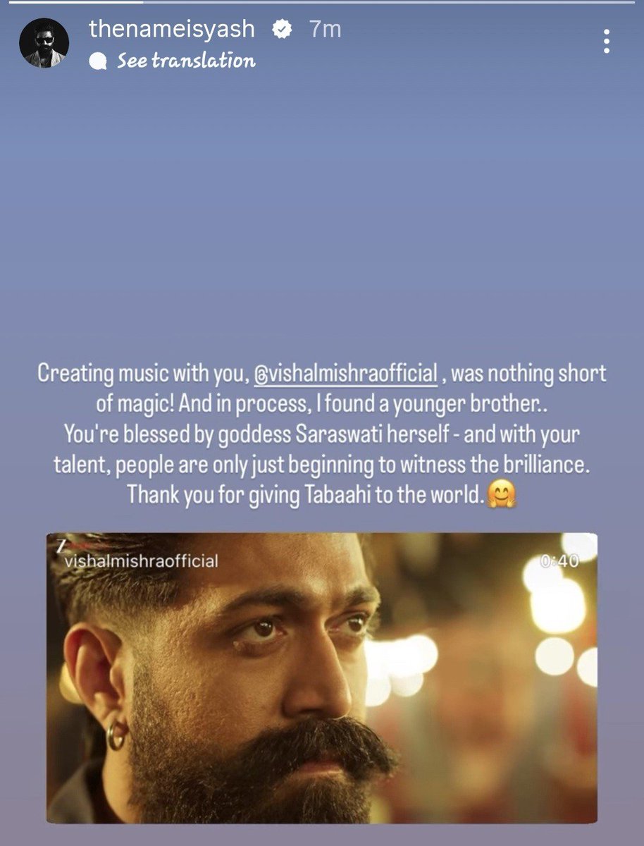 YashTrends's tweet photo. . @TheNameIsYash Boss About @VishalMMishra ❤️

#ToxicTheMovie #Yash https://t.co/hl4GHHvbJh