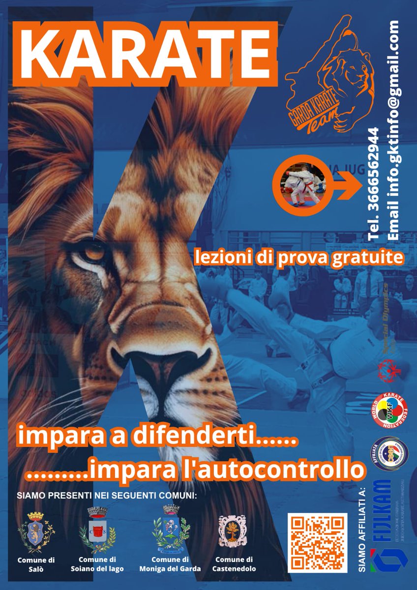 GardaKarateTeam's tweet photo. Trova la forza con l'ASD Garda Karate Team!
​Dal #Kata al #Kumite, fino al nostro manifesto di inclusione con "Karate per tutti".
A SETTEMBRE PROVA GRATIS!
➡️Salò, Soiano, Moniga e Castenedolo.
​Contatti:
📞 366 6562944
📧 info.gktinfo@gmail.com https://t.co/aG5EIX6RKL https://t.co/YnWtkgYGNo