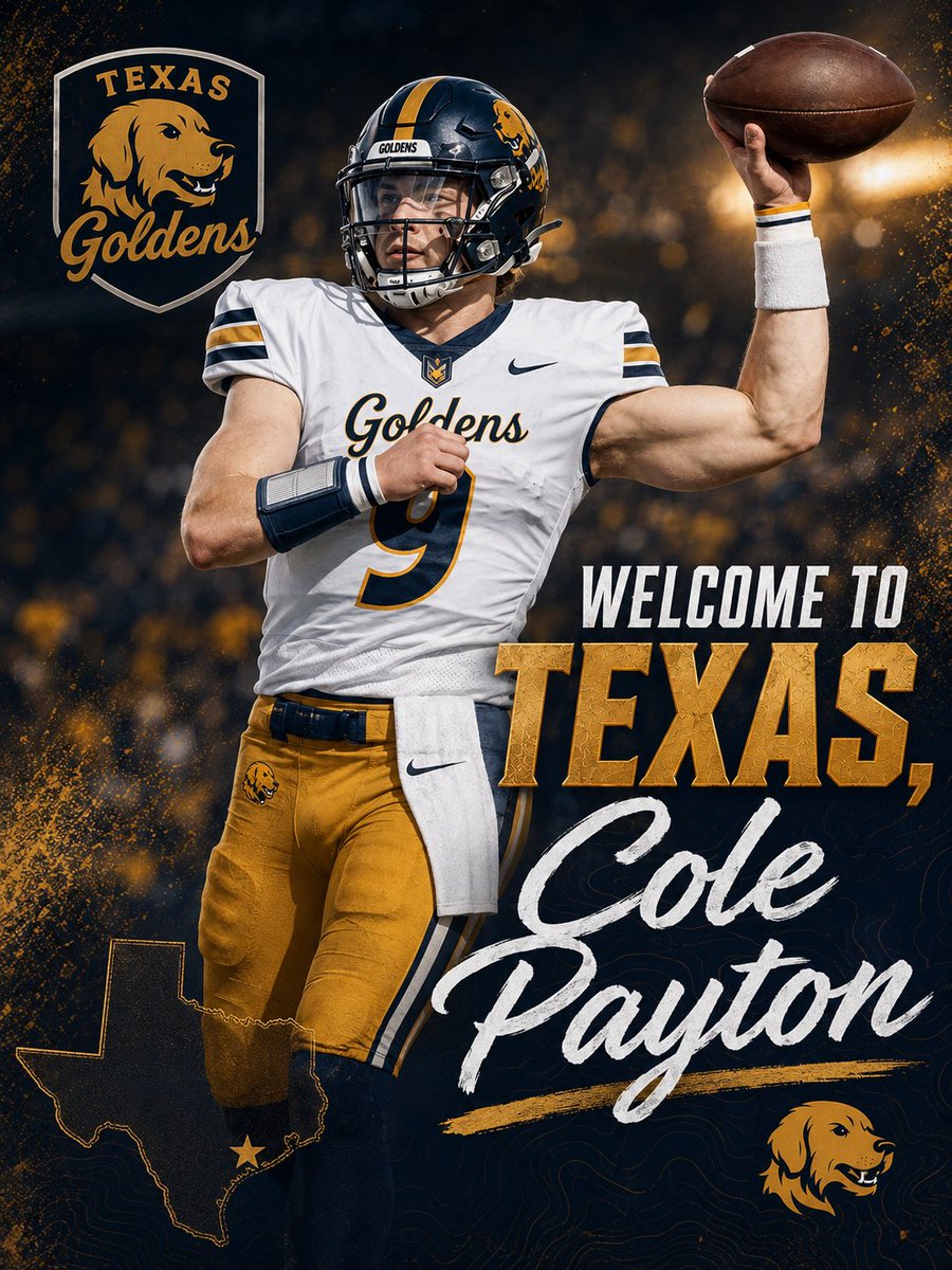 Texas_Goldens's tweet photo. We won’t question their decision… we’ll just capitalize on it. Welcome to Texas, Cole Payton @ColePayton9 🐕 #FetchTheWin https://t.co/MO8z1AHdpm
