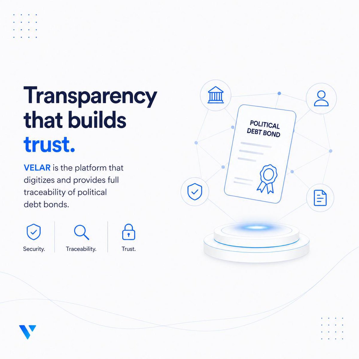 VelarApp's tweet photo. Transparency is something we build.

@VelarApp digitizes political debt bonds to provide traceability, security, and trust throughout every transaction.

A solution born in Costa Rica with the potential to transform how political financing is verified across Latin America. https://t.co/WO1wqNU2TI