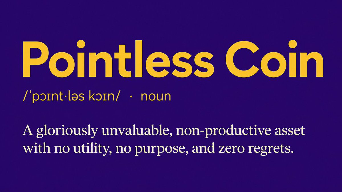 PointlessCoinnn's tweet photo. Robinhood chain was founded from @vladtenev simply saying memecoins are pointless.

Lesson in there. $POINTLESS https://t.co/1loIpw7Wt0