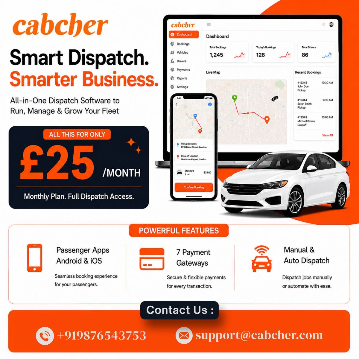 NegupSolutions's tweet photo. π Run your dispatch business smarter with Cabcher.
Manage bookings, drivers & vehicles from one platform.
β
Auto & Manual Dispatch
β
Passenger Apps
β
7 Payment Gateways
π· Only Β£25/month
#Cabcher #DispatchSoftware #FleetManagement #TaxiDispatch #MobilityTech #SaaS https://t.co/4QiPXzmWsZ