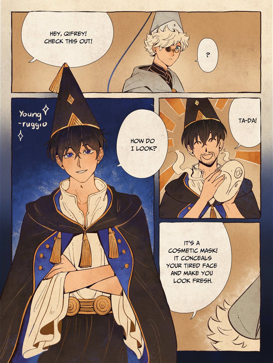 addison_zuze's tweet photo. Cosmetic Mask repost

I was told to add #whaspoilers tag since it has many spoiled details. But Twitter wont let me edit the post so I deleted it. I'm sorry I couldn't reply to all the comments (I was eepy when I posted the short). Anyway enjoy!
#WitchHatAtelier #Qifrey #Olruggio https://t.co/g4MAS62IsY