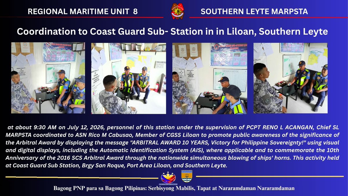 sl_MARPSTA's tweet photo. Coordination to Coast Guard Sub- Station in Liloan, Southern Leyte 

#BagongPNPparasaBagongPilipinasSerbisyongMabilisTapatatNararamdaman
#ByLandAndSeaWeOvercome
#ToServeandProtect https://t.co/lfLtQY8dKc