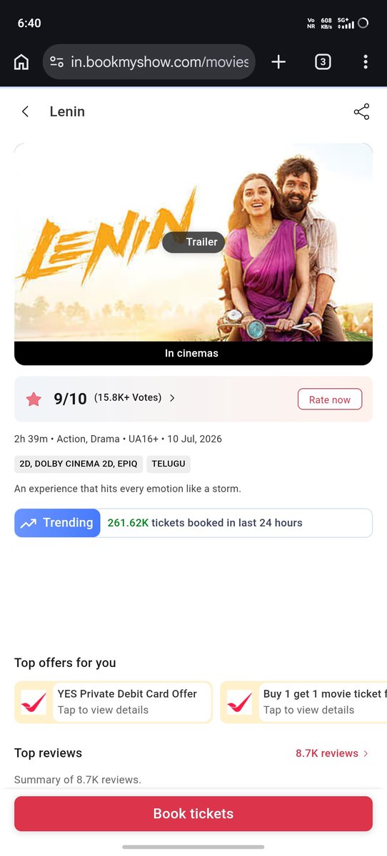Godavariamma's tweet photo. Day2 highest 270K record tie 2 heros
#Lenin blockbuster talk 🔥
@AkhilAkkineni8 https://t.co/6ApyqO1SFZ