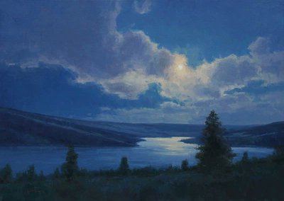 saltineshop's tweet photo. @olgatuleninova Moon Over the Lake (2021) by Melanie Thompson https://t.co/27RcFElfnD