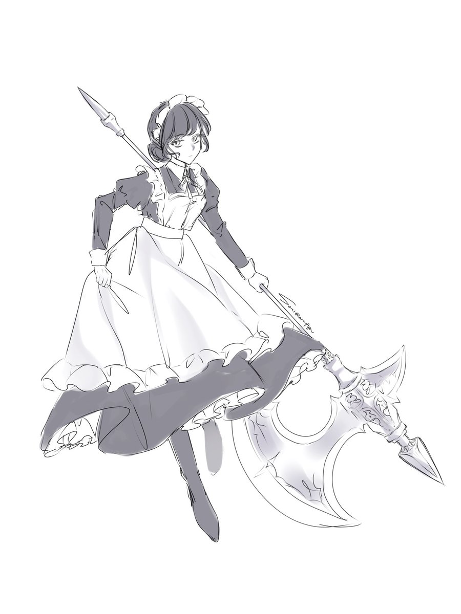 ___shiromaru_oO's tweet photo. アカウント初期に魂募集してた戦闘メイドさん

没になってデータも消したけど、ふと思い出して忘れないうちにリメイクでざっと描いた。
良い案だと思うけど画力が追いつかない(◞ ̫◟) https://t.co/MsVV6H2LLy