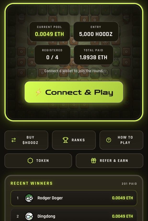 HOODZRH's tweet photo. 201 game rounds paid. 1.89 ETH and counting. https://t.co/yylYipGNkC