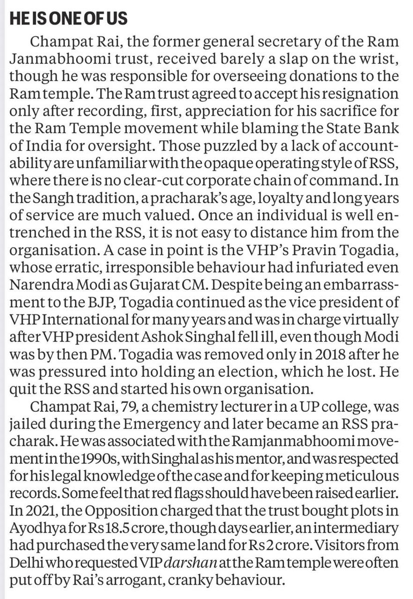 SushantSin's tweet photo. The RSS will shield Mr Champat because he is one of them. That is how the RSS works, says the IE diarist https://t.co/RUxBqXoiLq