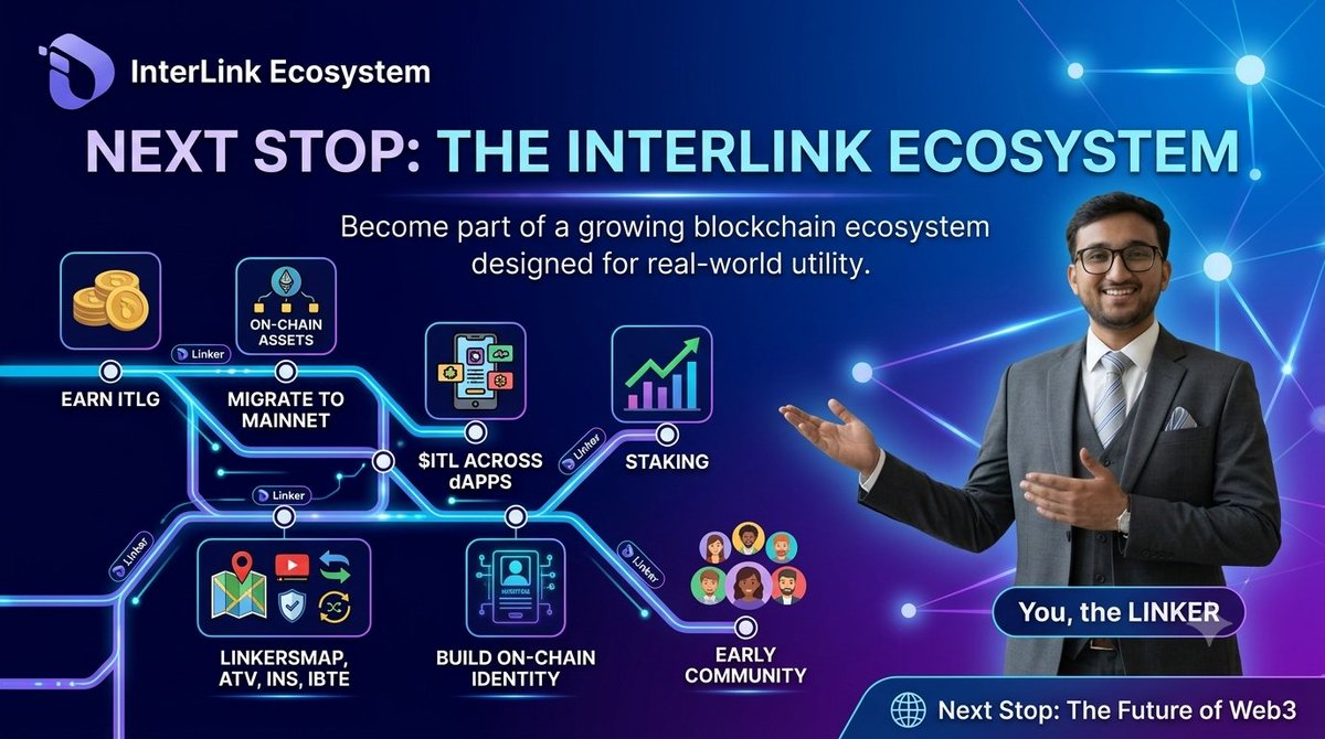 KumarShanu1019's tweet photo. 🚇 Next Stop: The InterLink Ecosystem.🌐
Every action today builds your tomorrow. Earn ITLG, access Mainnet, use $ITL across ecosystem dApps, stake for long-term growth, build your on-chain identity, and help shape the future of Web3 together.
#InterLink #ITLG #ITL
@kv_interlink https://t.co/VaxqxfK3TE