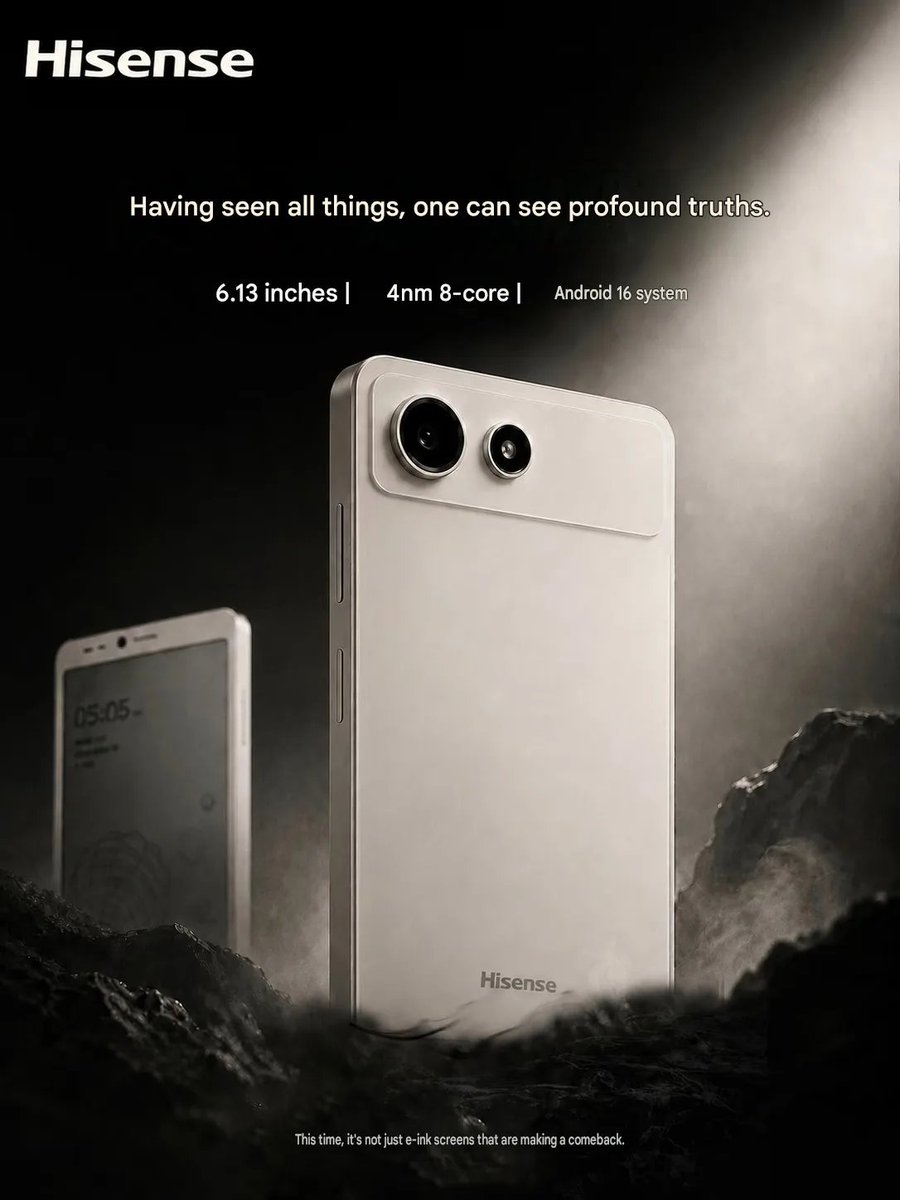 stufflistings's tweet photo. Hisense made an e-ink phone that has a detachable color screen as well, you snap it on only when you need it.

The Hisense A10... https://t.co/HbPv8edraW