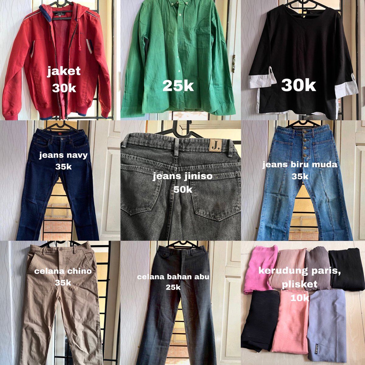 drownmyfeel's tweet photo. PRELOVED WTS baju atasan kemeja blouse jeans celana bahan under 50k, via oren #wts #preloved #prelovedbaju #prelovedjeans https://t.co/TKoZHpDYsL