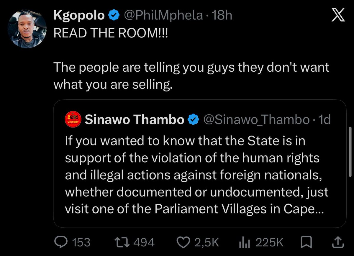 ApostleDeza's tweet photo. ANC & President Ramaphosa “no African is illegal in South Africa. No one must deny them access to schools or clinics” 

@PhilMphela 🤐🤐🤐

DA & Hellen Zille “we need illegal immigration. They are highly skilled. Dudula and March & March are simply vigilantes” 

Phil 🤐🤐🤐

EFF & Sinawo “the state is in support of the violation of the human rights” “let’s document Africans. Africans can’t be illegal in Africa” 

Phil 🗣️🔊 Heee Heee Ka letsatsi Le lengwe Jeso ale ko Thabeng Ana Le Simone Le Pitoro! 

Msuno Wa “Read The Room” 🙄
