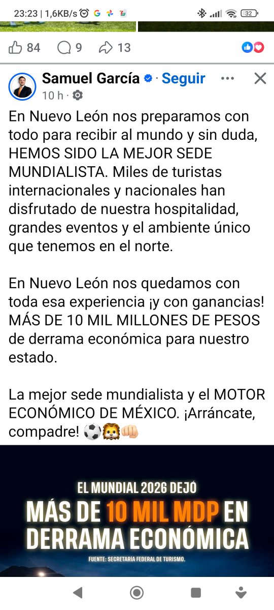 javierdlg's tweet photo. @azucenau Pues si México no recibió la cantidad de turistas y divisas que esperaba, como es que Samuel García está alardeando haber recibido tan solo en Nuevo León 10 mil millones de pesos???... No entiendo, es otraas de sus mentiras??? https://t.co/H4lza6uzI3