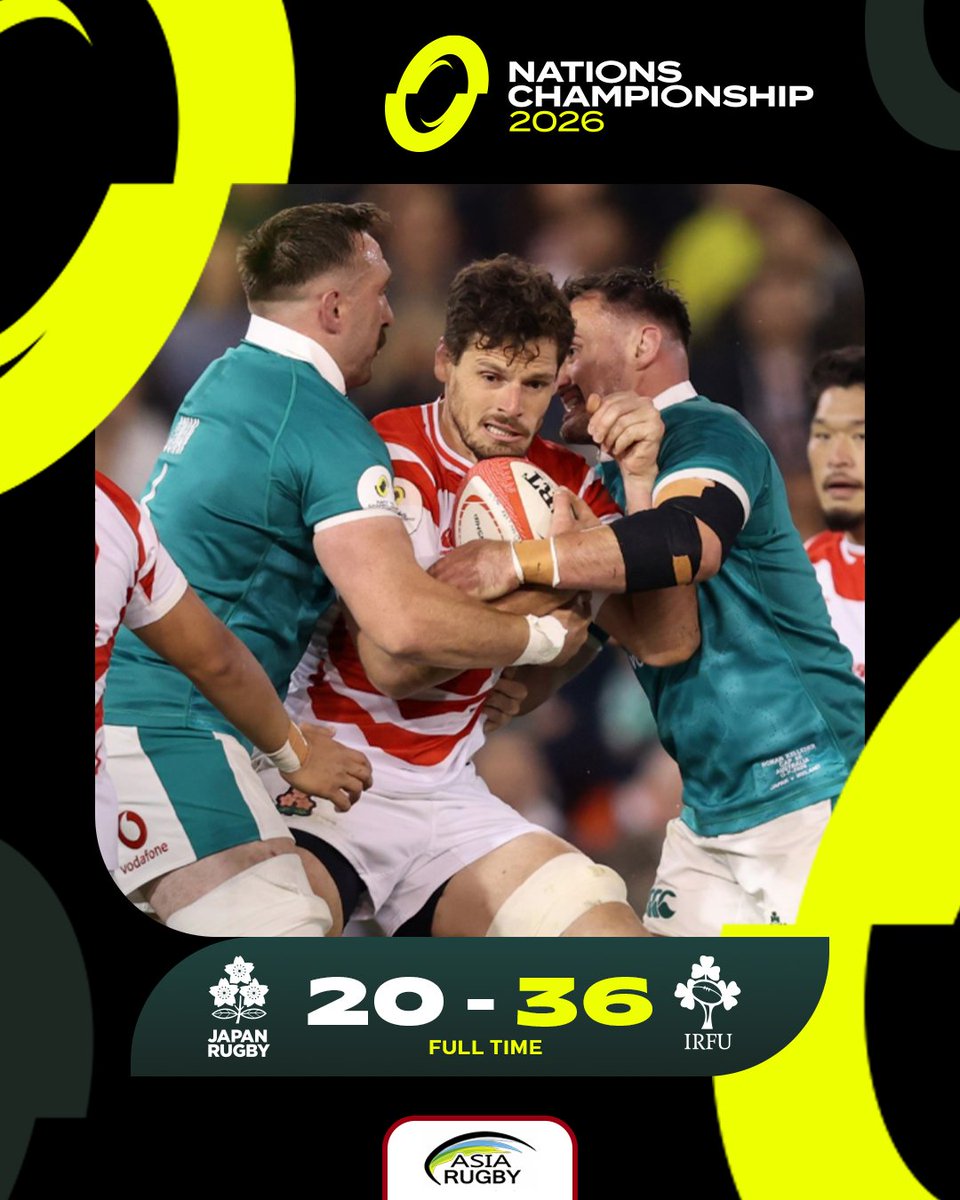 asiarugby's tweet photo. A spirited performance from the Brave Blossoms. 🌸

Japan pushed Ireland throughout, but Ireland claimed a 36–20 victory in Round 2 of the Nations Championship.

On to the next challenge for Japan. 💪

#NationsChampionship #AsiaRugby https://t.co/EEqqVXoOI3