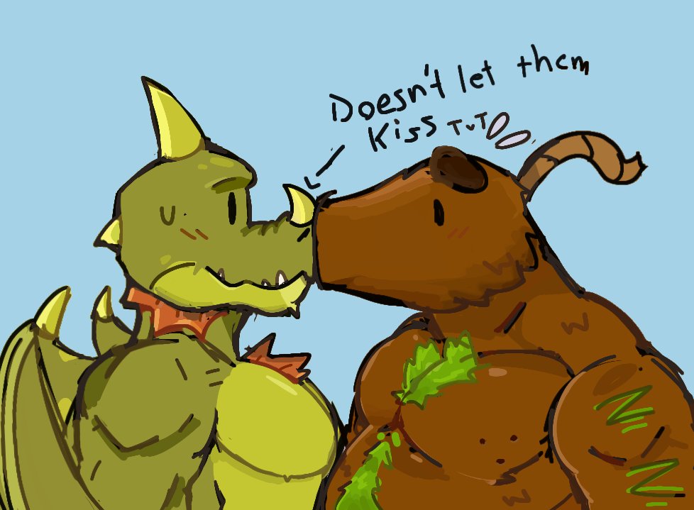 BAnimation9's tweet photo. Sadly, they cant kiss normaly so instead, snapdragon softly bites coconut cannon as a way to "kiss" him. -w- https://t.co/fXQCgX01sj