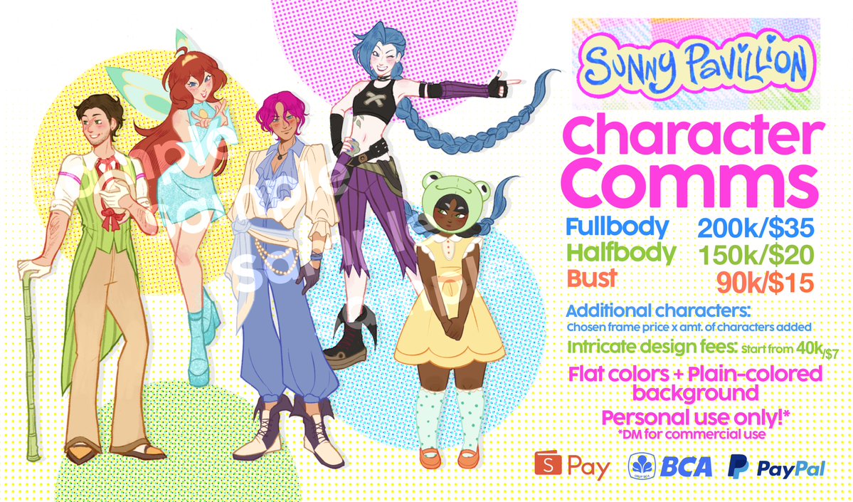 sunnyspavillion's tweet photo. belloooo im reopening my comms slots for july! ill be taking up to 3 slots for character comms and 4 slots for chibi comms! feel free to hit my dms if youre interested (and please read the tnc beforehand!) thank you!! 🫶🩷 #artcomms #commissions https://t.co/SH6q1e8WVj