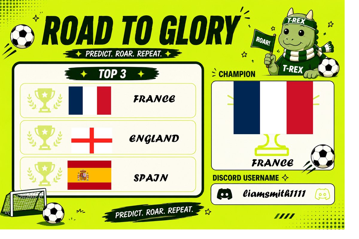 liamsmithsn's tweet photo. This is my predictions 
#RoadToGlory
 @TREX_chain https://t.co/F3eZBqkM6X