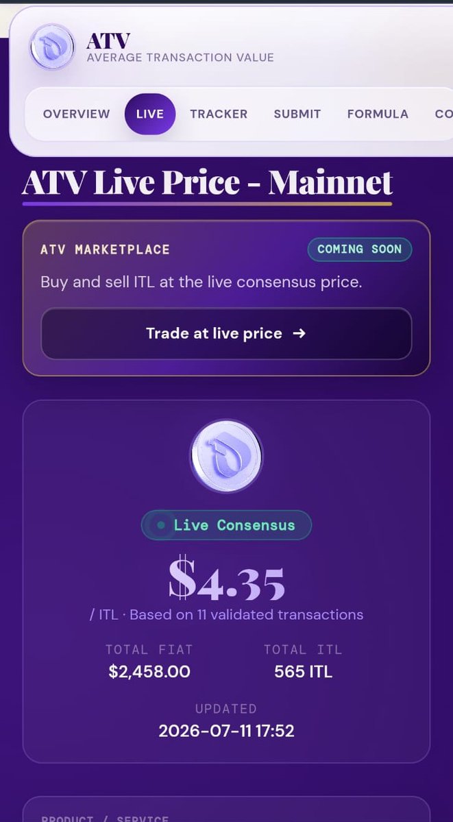 interlinklabsas's tweet photo. 🚨 The Live Consensus Price of $ITL is now available on ATV!

You can now track the latest Live Consensus Price of $ITL directly on ATV and stay updated with the community's real-time market sentiment.

✅ One Ecosystem.
✅ One Live Consensus Price.
✅ More Transparency.

As the ecosystem continues to grow, stay patient and make informed decisions. Don't rush to sell your $ITL out of fear or excitement. Take time to understand the project's long-term vision before making any financial decisions.

Disclaimer:
The Live Consensus Price reflects community consensus and market sentiment. It is not financial advice and should not be considered an official market price or a guarantee of future value. Always do your own research (DYOR) before buying, selling, or investing.

#InterLink #ITL #ITLG #ITLX