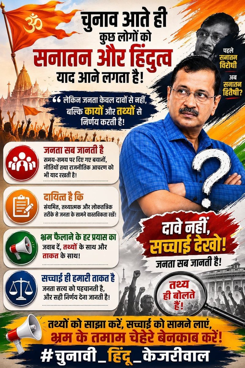 VarunKumar0099's tweet photo. चुनावी समय में किए गए हर धार्मिक कार्यक्रम को लोग अलग नजर से देखते हैं. इसलिए नेताओं के लिए भरोसा बनाए रखना सबसे बड़ी चुनौती होती है।#चुनावी_हिंदू_केजरीवाल https://t.co/CPi0M94eSB