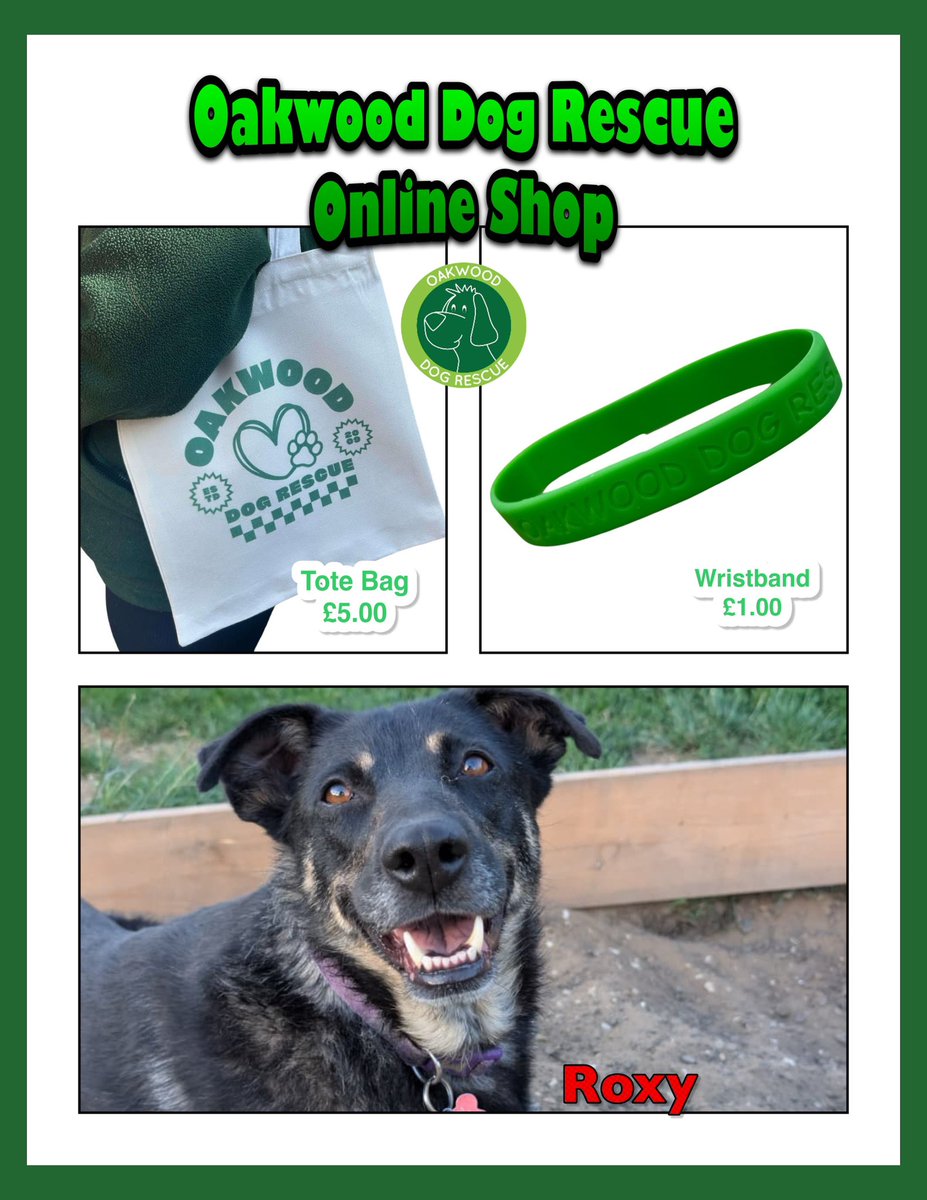 OakwoodRescue's tweet photo. Oakwood Dog Rescue Online Shop

Have you seen our merchandise?
 
Tote Bag - £5 (2 remaining)

Wristband - £1

https://t.co/HcKFd2F94d

#oakwooddogrescue #onlineshop #rescuedogs https://t.co/QRhHJOcNwZ