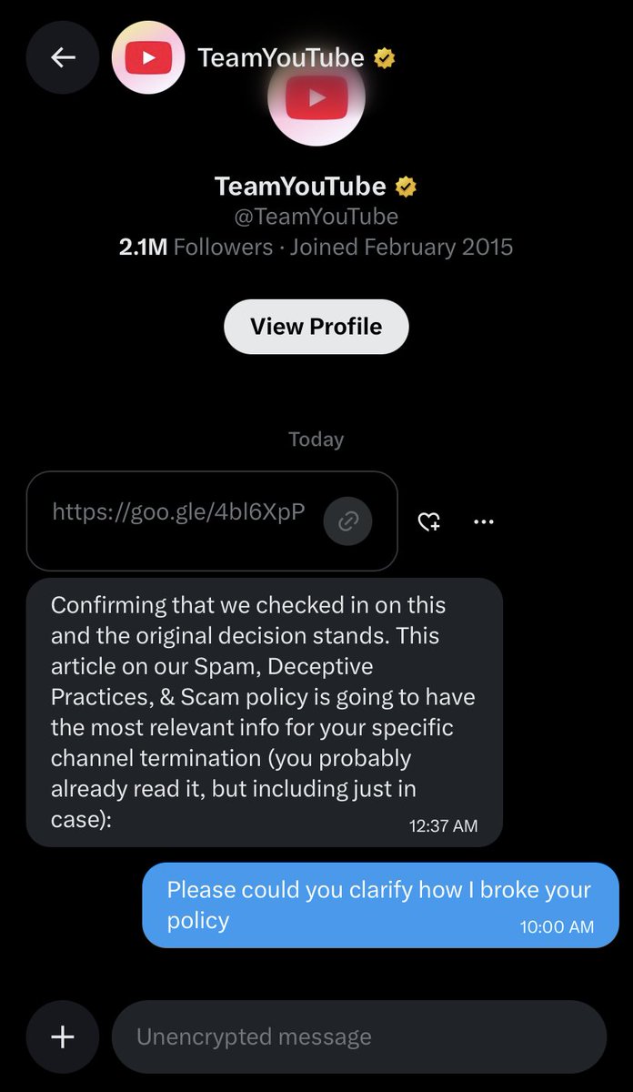 FlippyToon's tweet photo. @TeamYouTube I never broke your spam policy which is why I’m confused. Could you please give me more details about exactly why i was terminated and possibly help me? https://t.co/o6pfCkSdWZ
