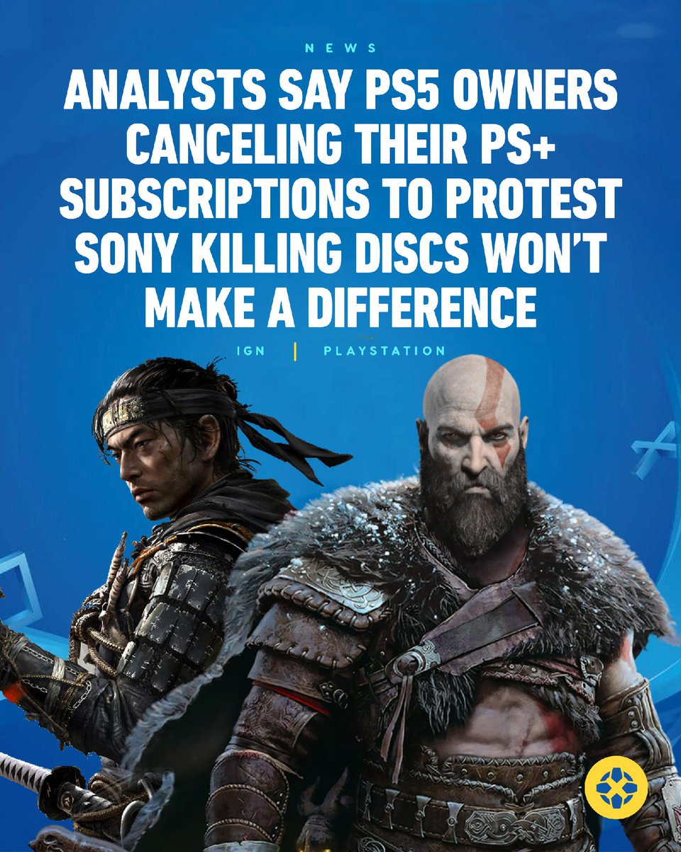IGN's tweet photo. One analyst suggested that even if half a million people cancelled their PlayStation Plus subscription in protest of Sony killing discs, it would be just a drop in the ocean for the company — which is not going to change its mind. https://t.co/fmsom78uUi https://t.co/dLWCOWGxE8