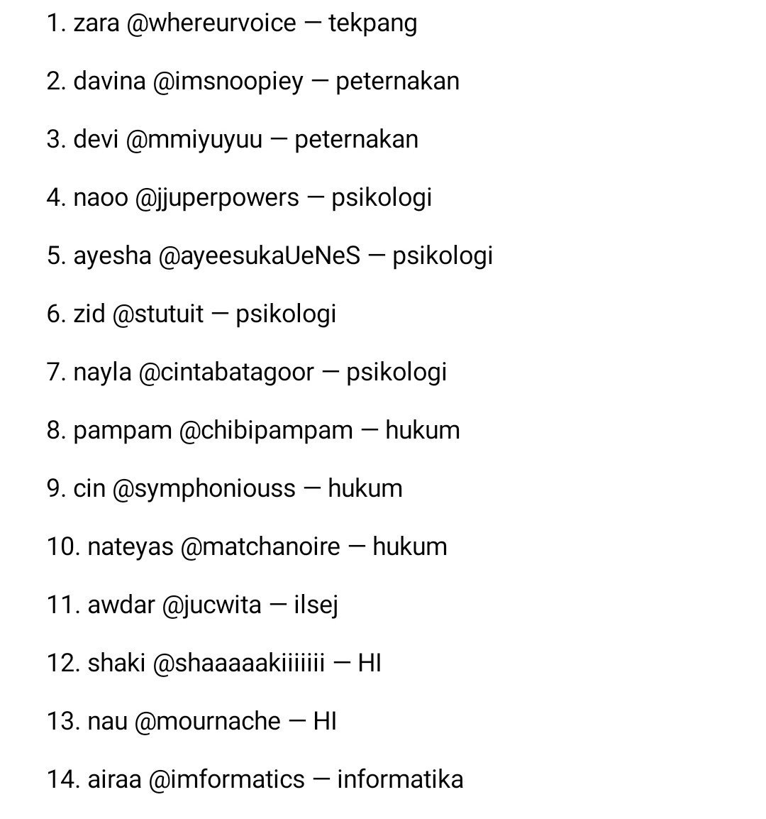 kychived's tweet photo. ini untuk final listnya dan beneran udah close yappp, let me know guys klo ada penulisan yang salah! 👀 https://t.co/AKoD390Rg3
