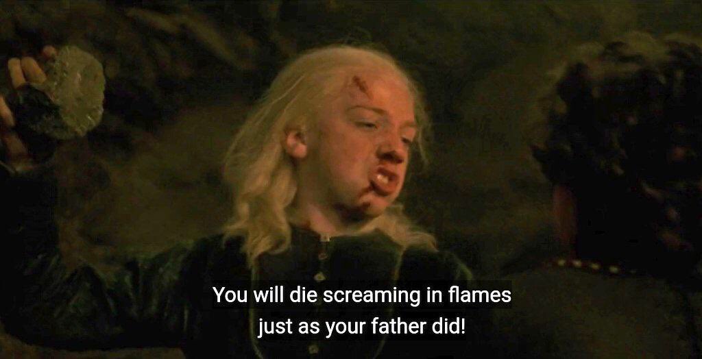 RhaenyraTruther's tweet photo. Aemond tried to kill jacaerys. He picked up a rock, attacked him and Lucerys, and told Jace he was going to end up like his father. Luke stepped in to protect his brother, and that’s what led to Aemond losing his eye. Y’all always leave out what happened before the fight. https://t.co/QSA14yH3db