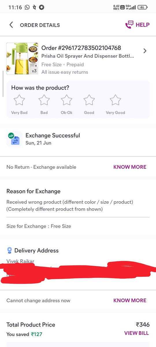 VivekRaikar24's tweet photo. Extremely disappointed with
 @Meesho_Official  @meesho_support @viditaatrey
I ordered 3 oil dispensers (Order ID: 296172783502104768) on 10 June, but received a completely different product. I immediately requested an exchange. https://t.co/ezLIrrtVn4